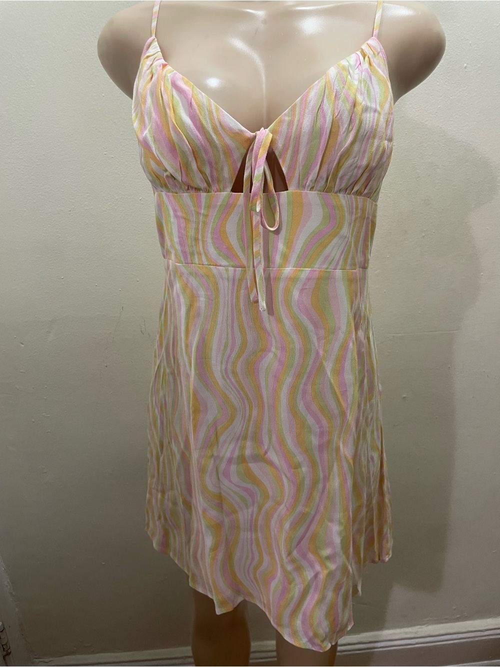 Pastel Swirl Tie-Front Slip Dress